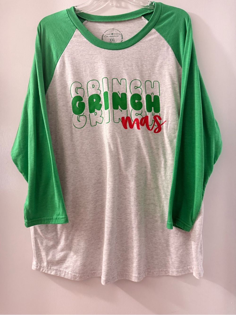 Anne Marie Green & Gray 'Grinchmas' Raglan Long Sleeve Tee